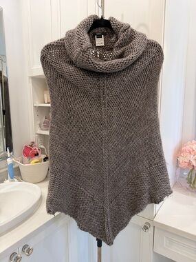 Seventy Gray Taupe Chunky Cowl Poncho